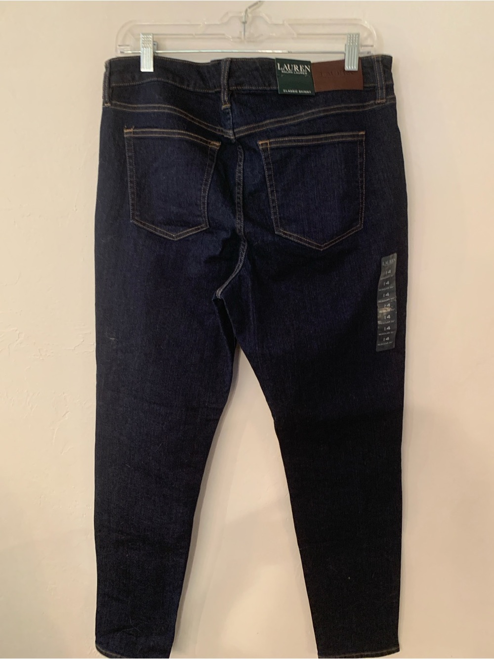 Ralph Lauren Dark Indigo Skinny Jeans 5 Pocket Size 14 30 New with Tag ret $80